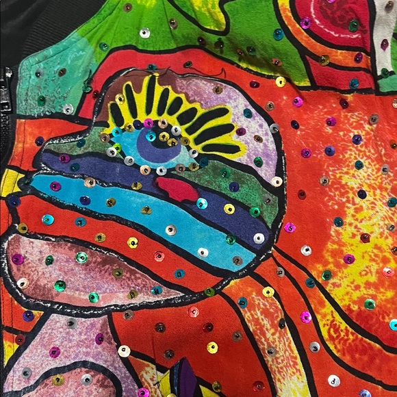 Vintage 80s zerozero Abstract sequin Bomber Jacket - Picture 3 of 10